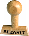 Holzstempel mit Lagertext "BEZAHLT" 