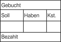 Tabellenstempel Colop Expert Line 3800 mit Lagertext "Gebucht, Soll, Haben, ..."  